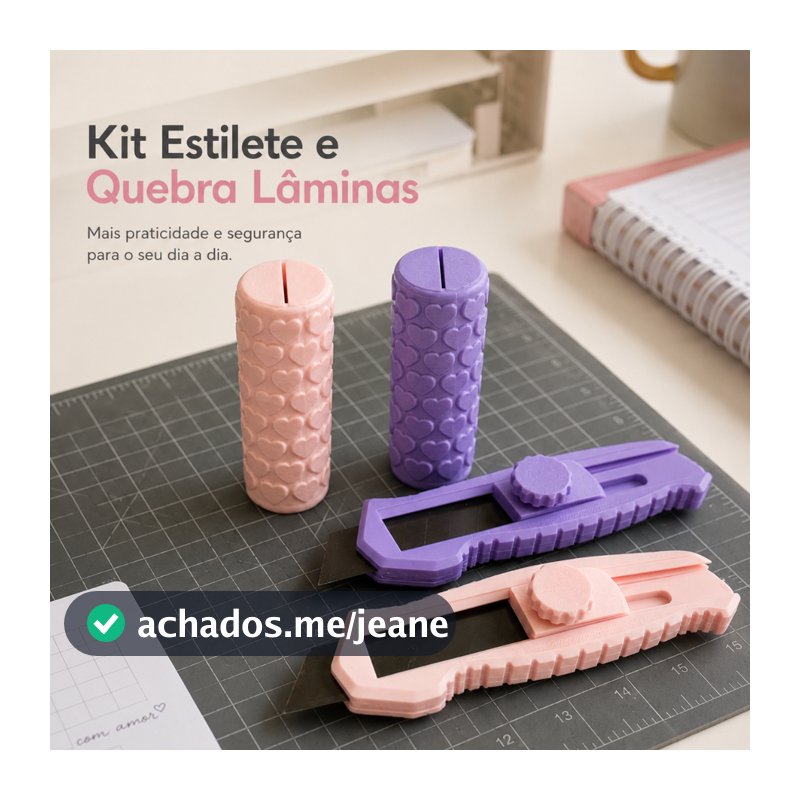 Kit Estilete Profissional Retrátil Com Quebrador De Lâmina