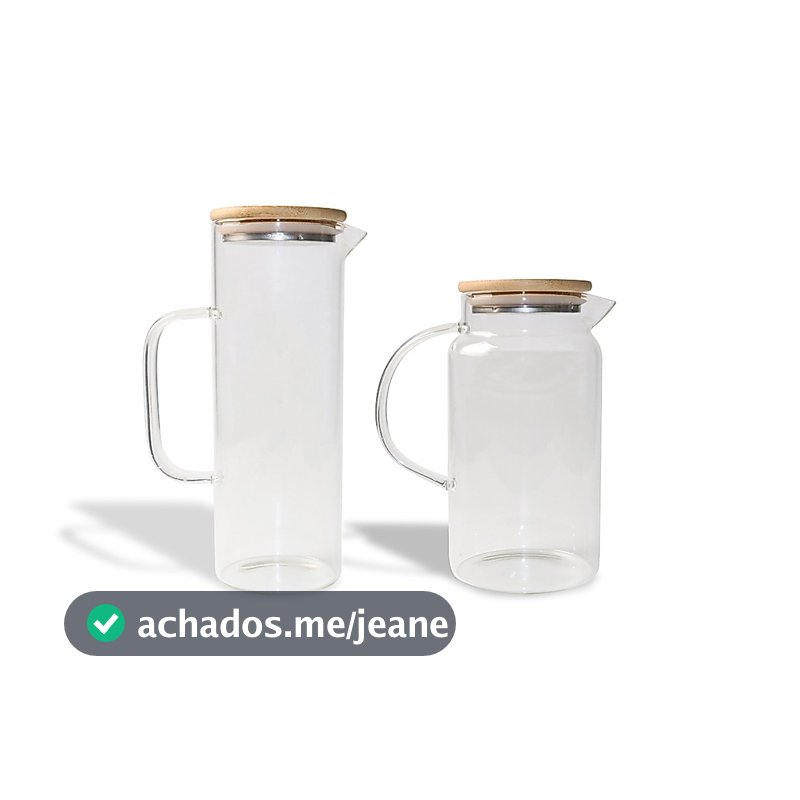 Kit Jarras de Vidro com Tampa de Bambu 1l E 1,2l - 2 Peças Oikos
