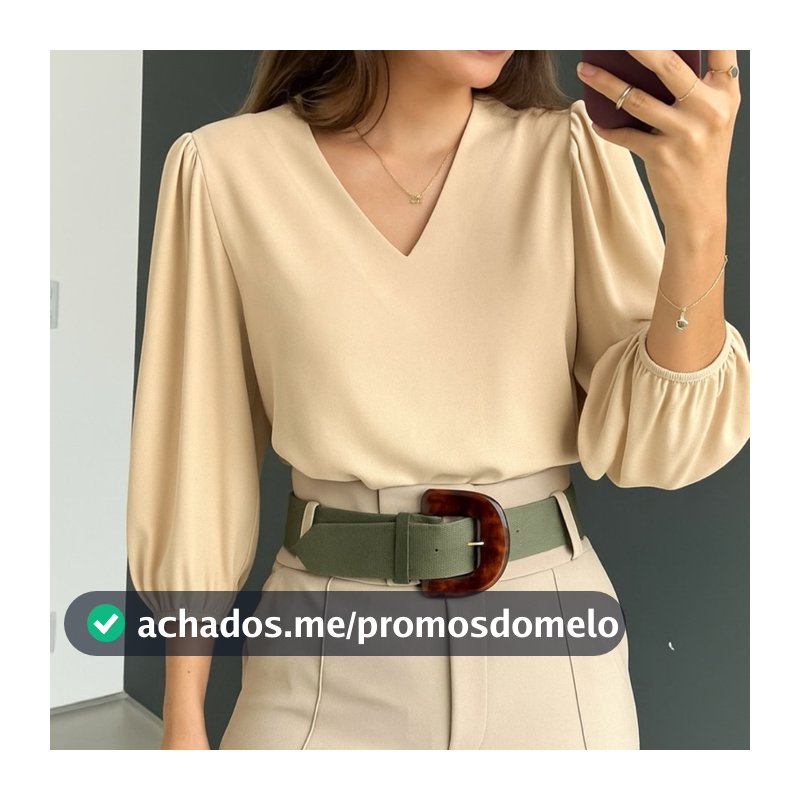 Blusa Feminina Manga 3/4 Novas Cores Tecido Crepe Moda Evangelica Detalhe Social Elegante