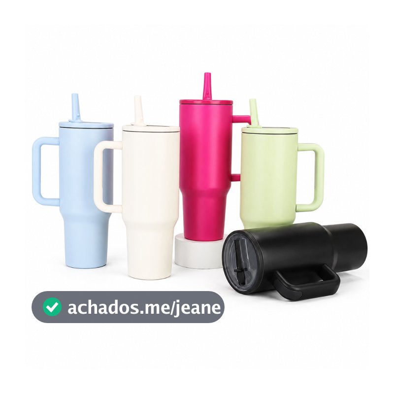 Copo Garrafa Térmica Portátil De Aço Inoxidável 1200ml/1.2L Com Tampa E Canudo