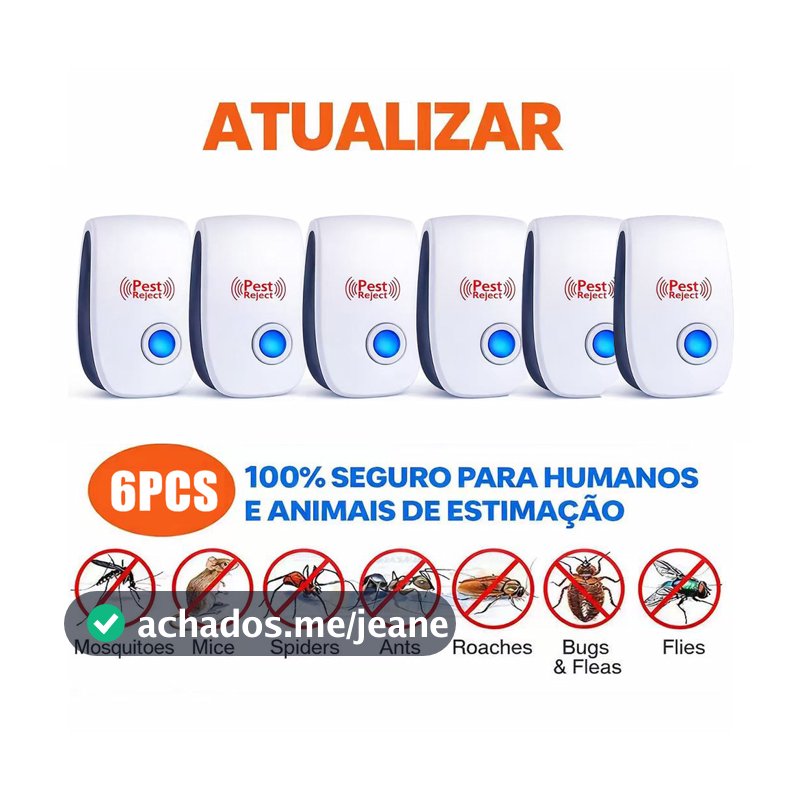 6 Unidades Repelente Eletrônico Ultrassônico Mosca Pernilongos Baratas Morcegos repele e Espanta Ratos bivolt
