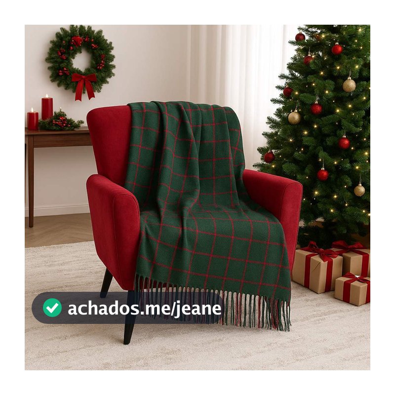 Manta para sofa, Toalha de Natal, Decoração Natalina Luxo final de ano, Artesanato Tear Mineiro.