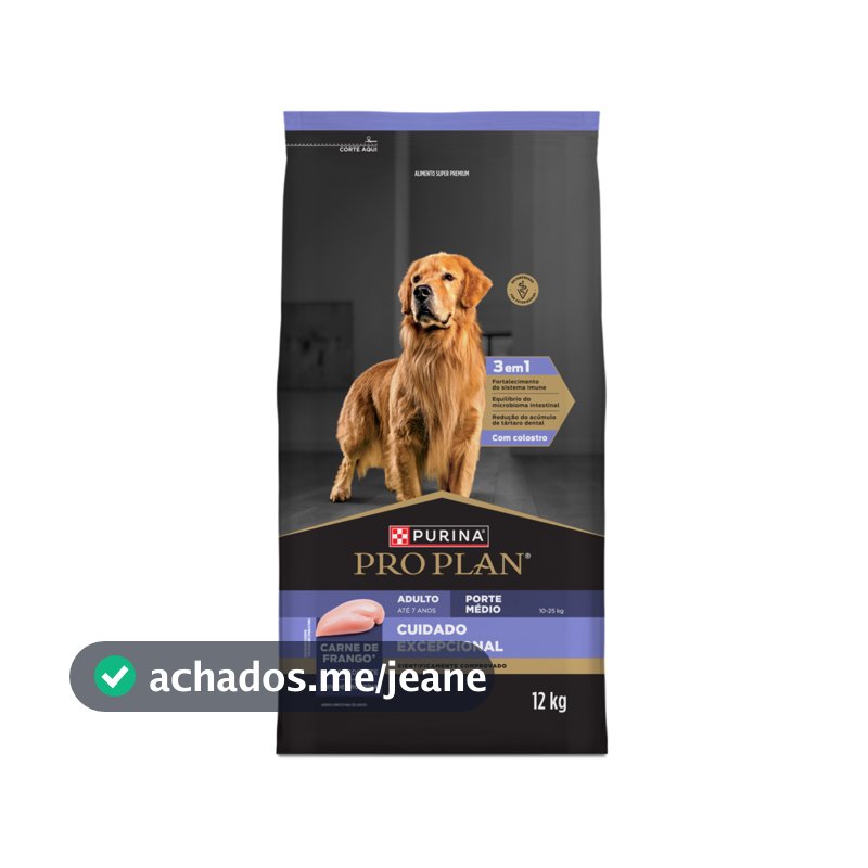 Pro Plan Cuidado Excepcional Ração Cães Adultos Raças Médias - 12Kg