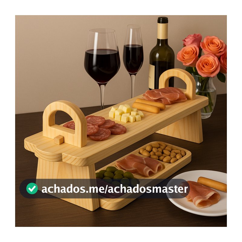 Tabua de Frios Madeira Pinus Servir Porções Petiscos Petisqueira para Pão Luxo Ceia Natal Decorativas