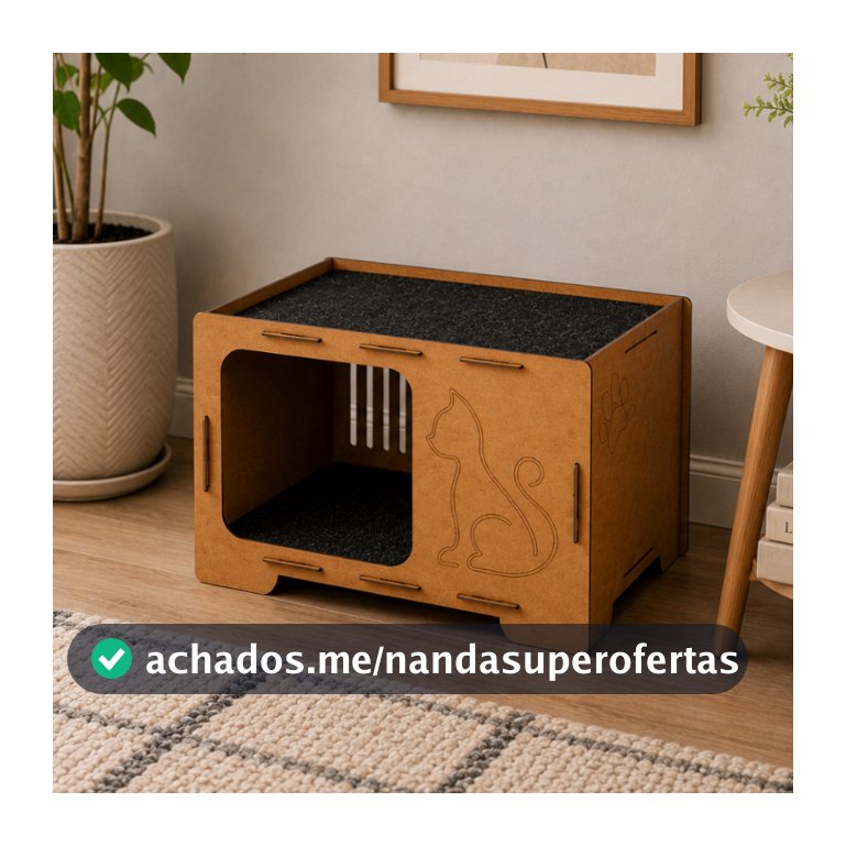 Casa Carpete Toca Gatos Mdf Brinquedo Arranhador Gato Diversão 30x48x30cm