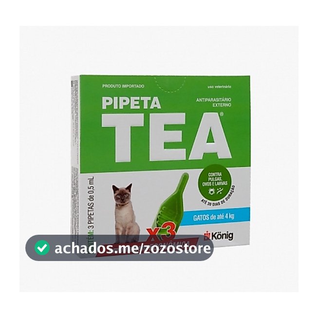 Pipeta Tea 0,5ml Antipulgas para Gatos de até 4kg 3 Pipetas