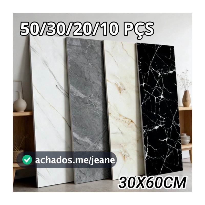 Até 50 Placas 9m² Mármore Vinílico Adesivo 60x30 Parede Decoração Lavável - Envio de São Paulo.