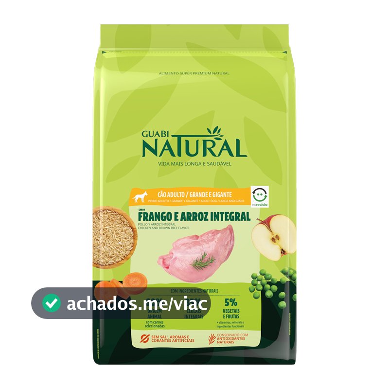 Ração Guabi Natural Cão Grande e Gigante Frango e Arroz Integral 12 kg