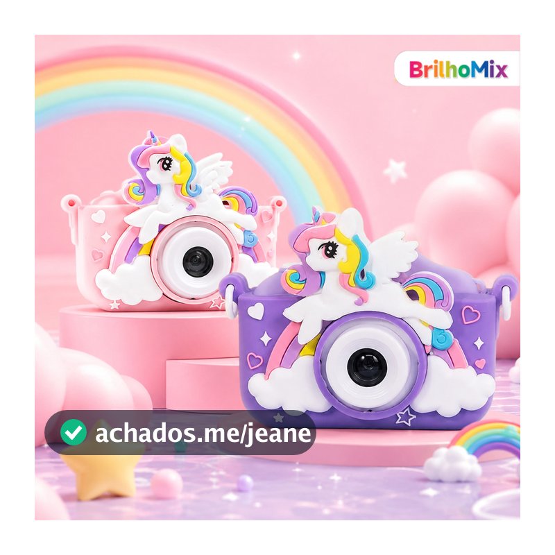 Câmera Infantil Mini Recarregável com Capa Protetora, Alta Definição, Função de Jogos, Tirar Fotos e Gravar Vídeos