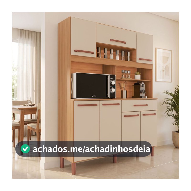 Armário de Cozinha Roma 100% MDF 7 Portas e 1 Gaveta