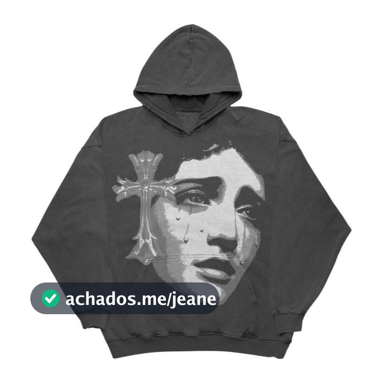 Saint Tears Cruz Moletom Masculino Santa Y2K Canguru Streetwear Unissex Feminino 100% Algodão