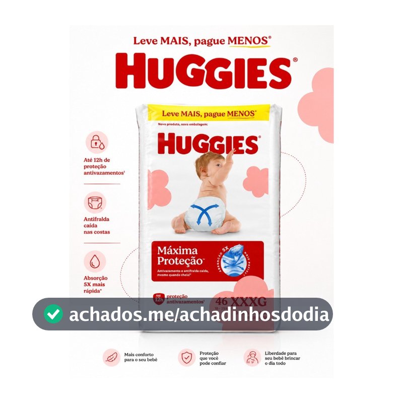 Fralda Descartavel Huggies Máxima Proteção XXXG 46 un