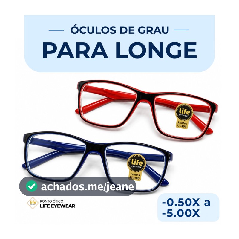 Óculos de Grau para Miopia Lentes Prontas de -0.50 a -5.00 Várias Cores Vista Para Longe