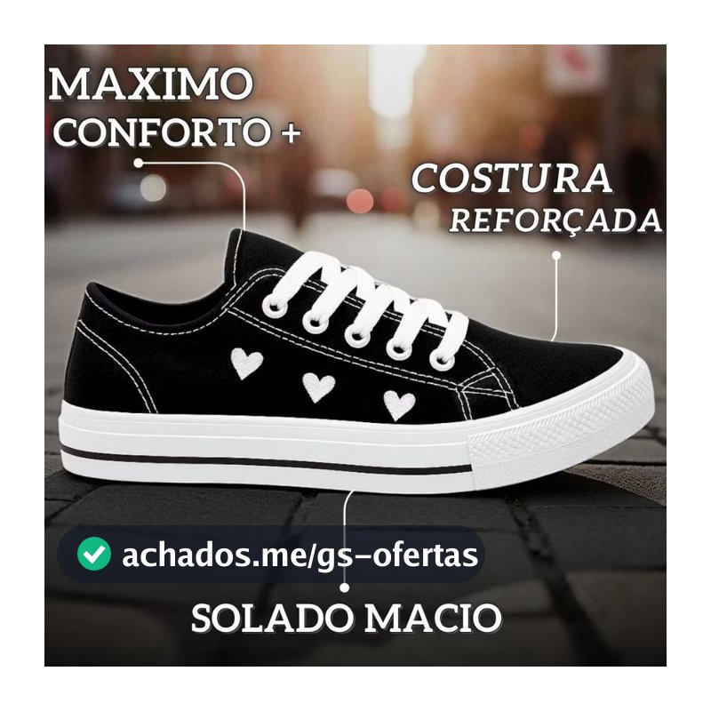 Tênis casual Feminino Coração Leve e Confortável Dia dia