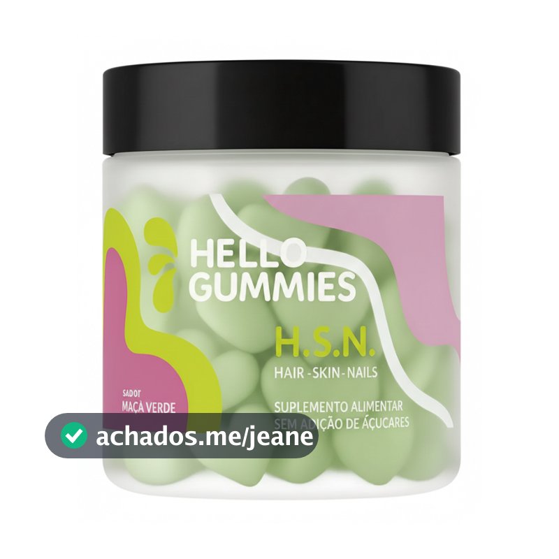 Cabelo, Pele e Unha Mastigável | Vitaminas com Zinco, Biotina e Ácido Hialurônico - Sabor Maçã Verde