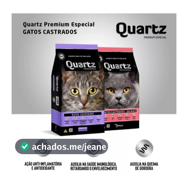 Ração Gatos Adultos Quartz Castrados Frango e Salmão