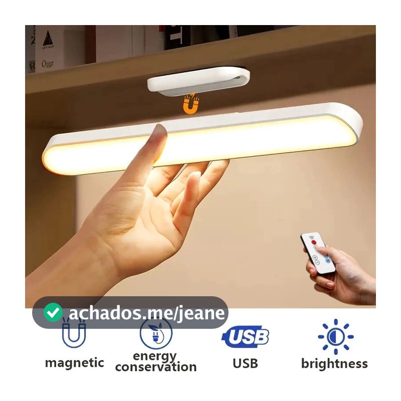 Luminária De Led Sobrepor Bastão Recarregável Sem Fio Com Suporte Magnético E Touch 3 cores com Controle Remoto