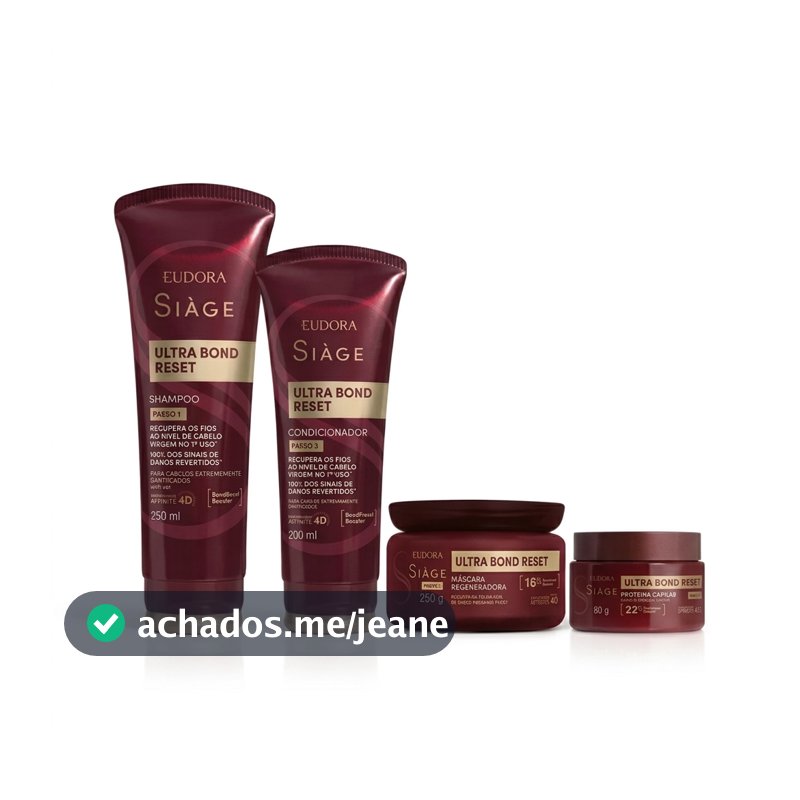 Kit Eudora Siàge Ultra Bond Reset 4 Itens – Reconstrução Capilar Profunda Original