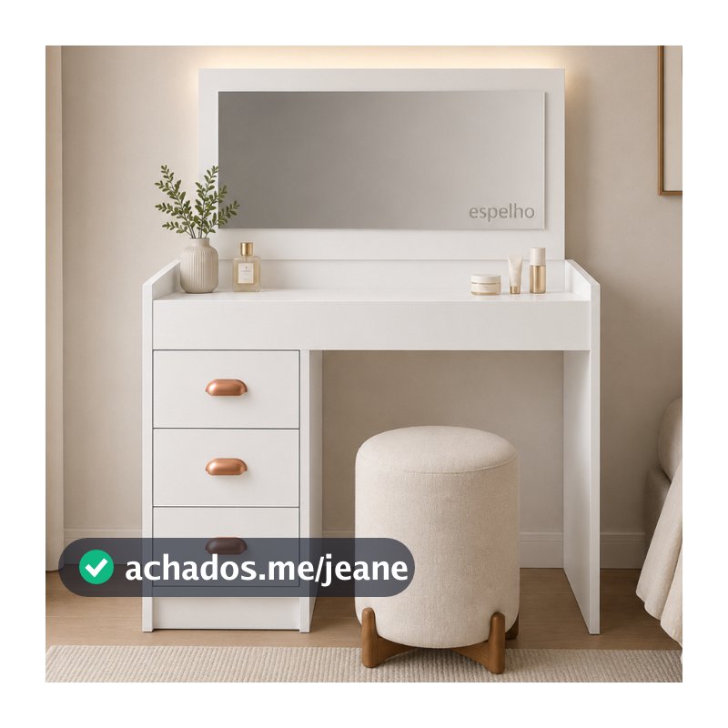 ENVIO FULL - Penteadeira Camarim Escrivaninha Moderna com Espelho e 3 Gavetas Bali