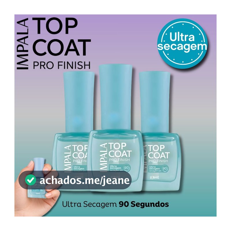 Top Coat Impala Pro Finish Ultra Secagem 90s Segundos Lançamento Esmalte Atacado