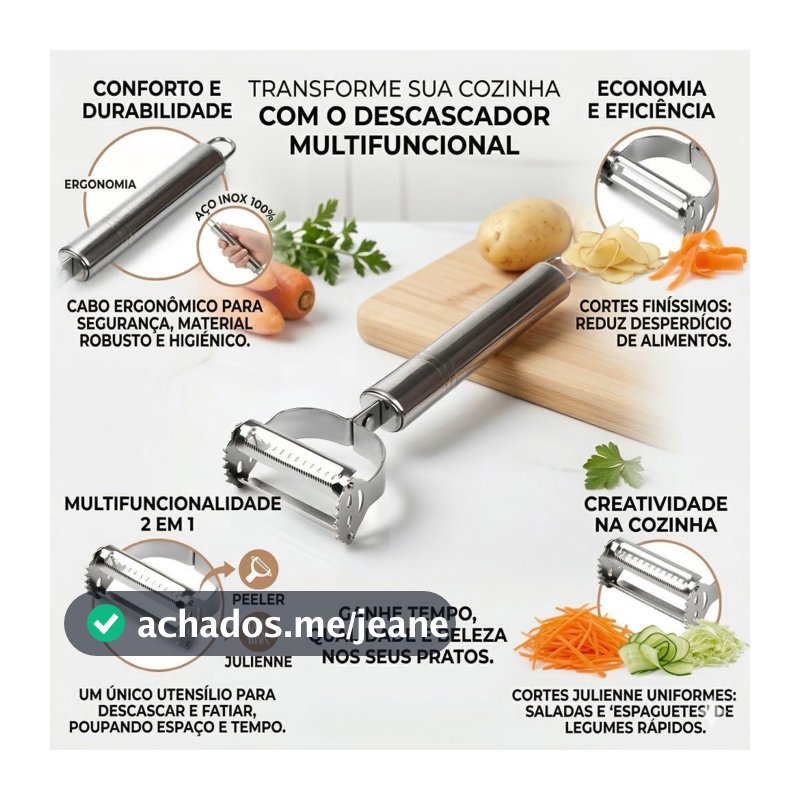 Descascador e Ralador Aço Inox para Frutas e legumes