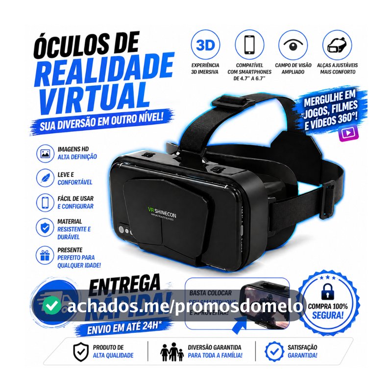 Óculos VR G10 Realidade Virtual 3D para Celular Android iOS