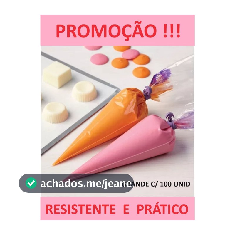 Saco De Confeitar Grande Manga de Confeiteiro Resistente Descartável 40cm 100un