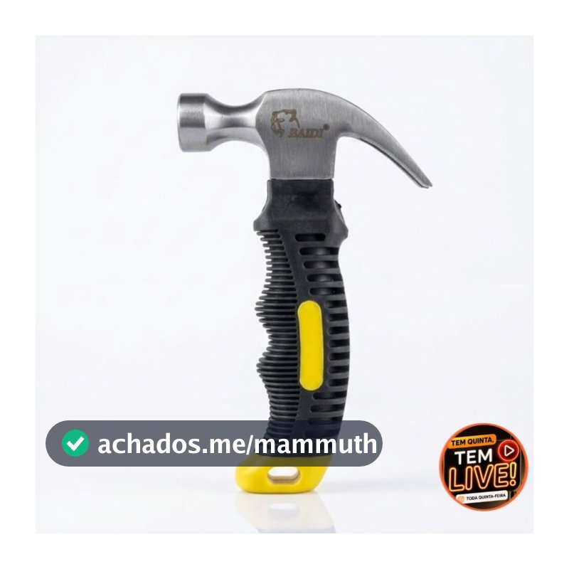 Mini Martelo com Unha Cabo Emborrachado Antiderrapante 10cm