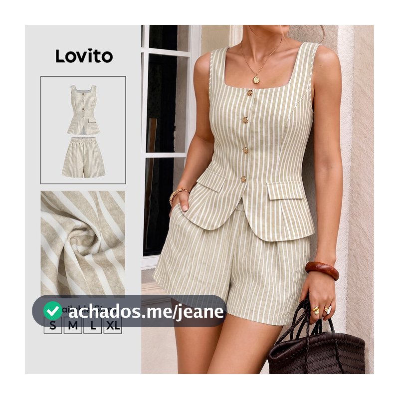 Lovito Tops ou Bottoms Casuais Bolso de Fivela Metálica Bolso Falso Top Caqui para Mulheres SHK8BR234