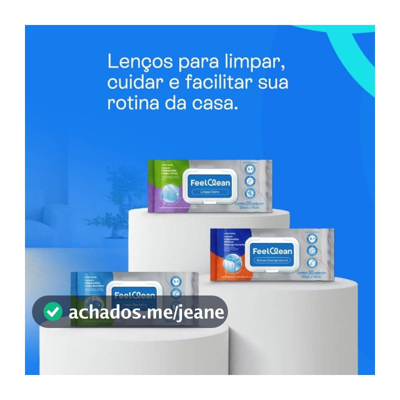 Lenço Umedecido FeelClean Home para Limpeza Multiuso Vidros Banheiro ou Pet 30 Unidades