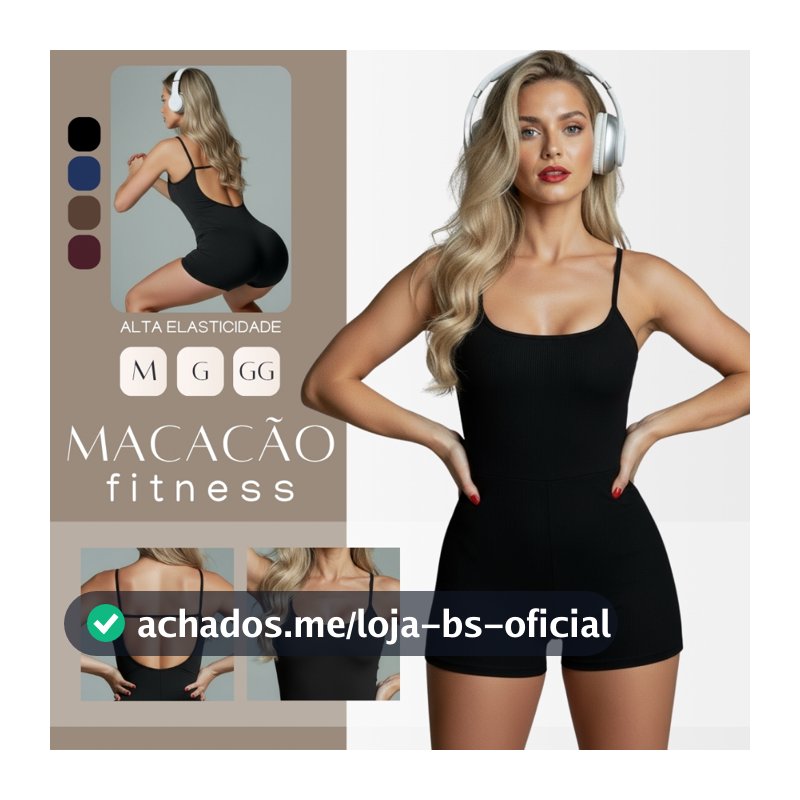 Macaquinho Feminino Fitness Top Alça Suplex Academia Modelador Costas Nua Macacão Curto Zero Transparência M, G, GG