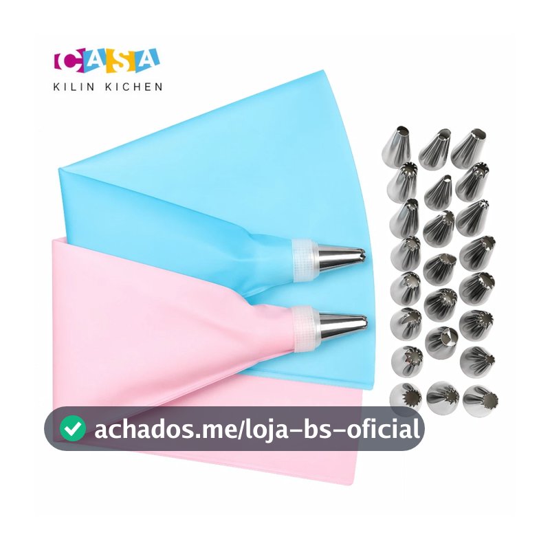 24 PÇS Azul/Rosa Conjunto de Saco de Confeiteira de Silicone com Bico para Decoração com Creme/Confeitaria/Açúcar