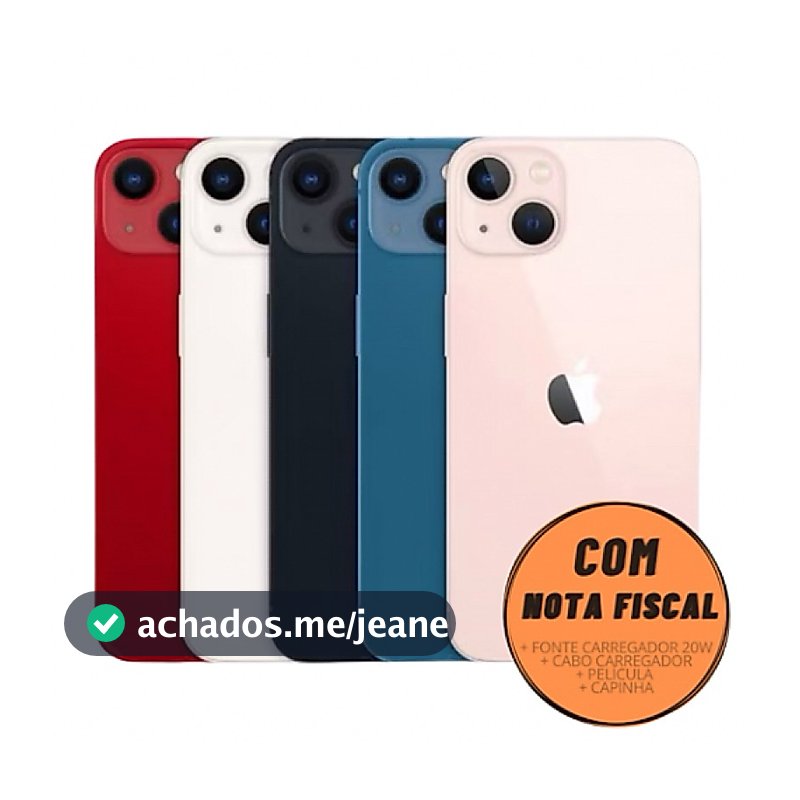 Celular iPhone 13 (128GB) (256GB) 100% Original Apple Seminovo Vitrine Bateria 85% a 100% NF Carregador Película Capinha