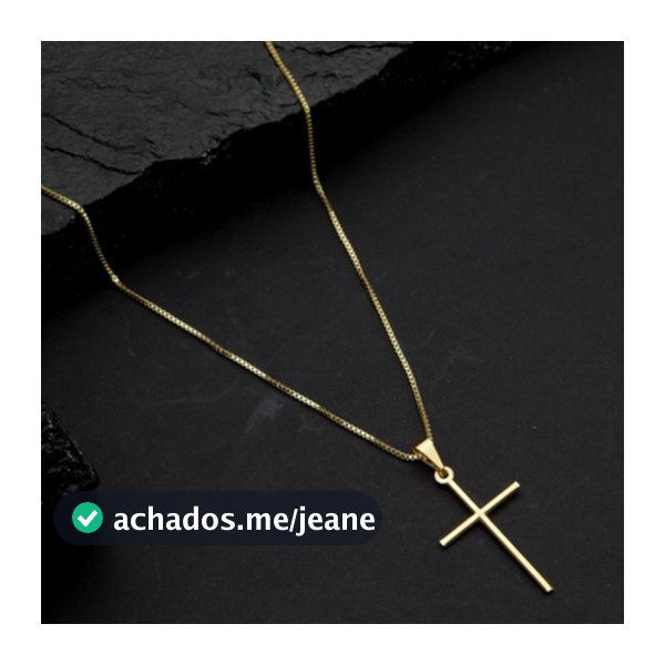 Corrente Masculina Cordão Veneziana + Pingente Cruz Banhado A Ouro 18k