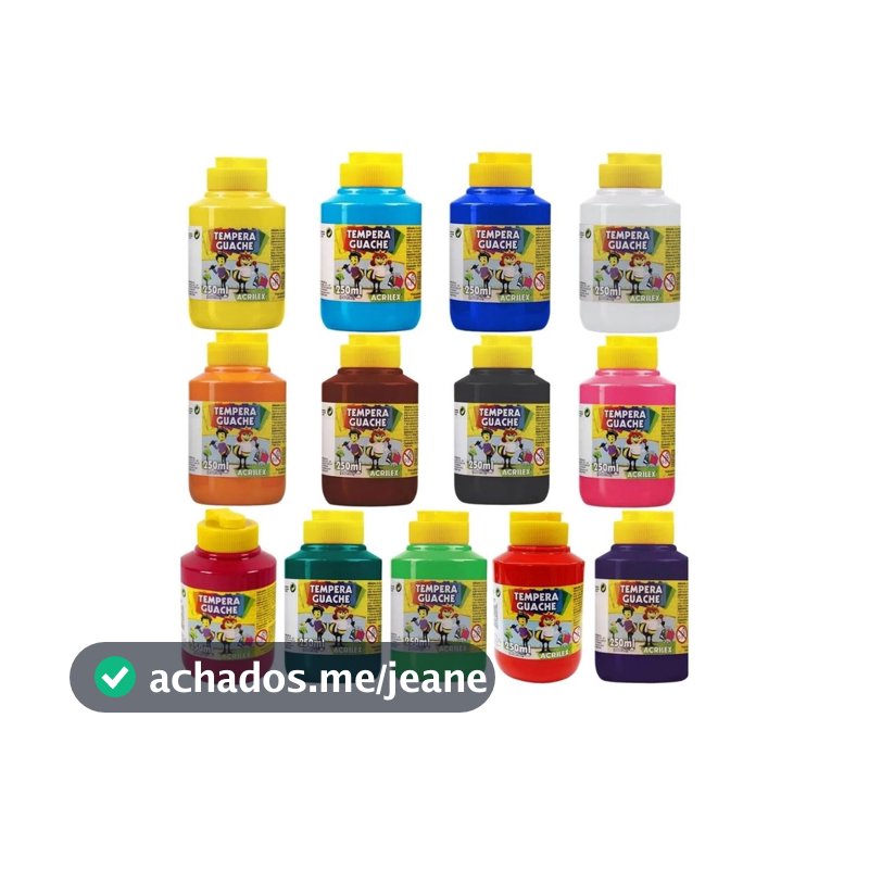 Tinta Colorida Tempera Guache 250 ml - Acrilex | Lavável