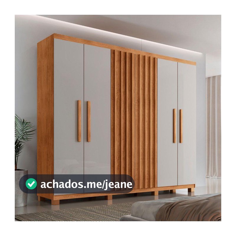 Guarda Roupa Casal Roma Mdf 6 Portas 2 Gavetas Com Pés Naturalle/off White Com Pés