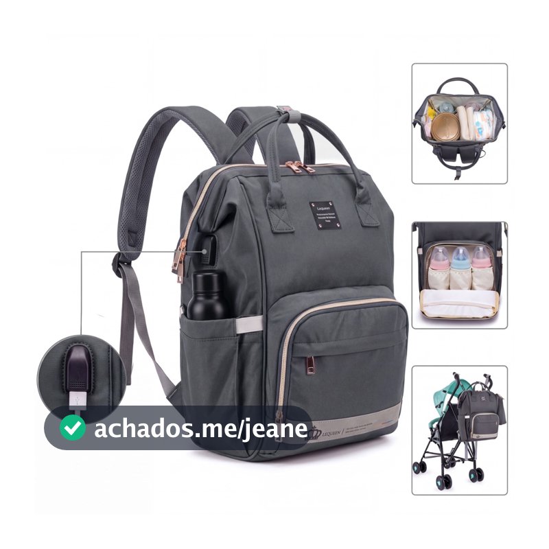 Mochila Bolsa Maternidade Bebê Lequeen Multifuncional Resistente