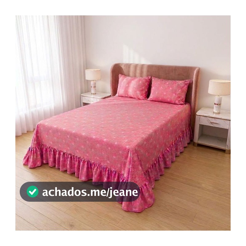 Lençol Colcha de Babado Estampada 2,40mx2,50m - Toque de Algodão Belíssima