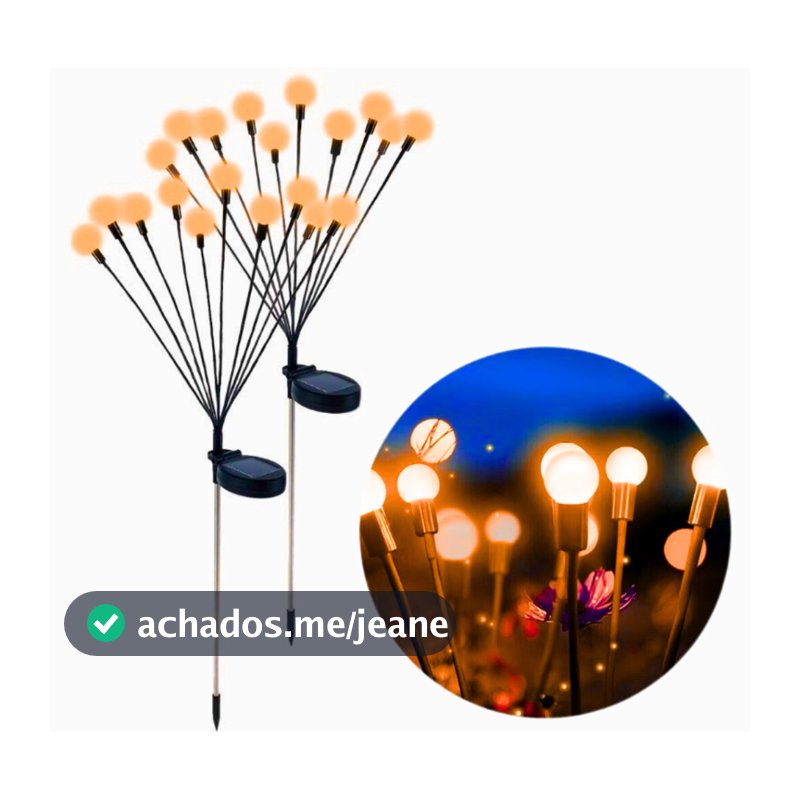 Kit 2 Luminária Solar Vagalume Espeto Jardim Branco Quente