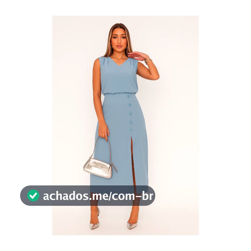 Conjunto Social Sensoriali Saia Maxi Midi Fenda Blusa Botão Moda Evangélica Festa Veste 38 ao 46