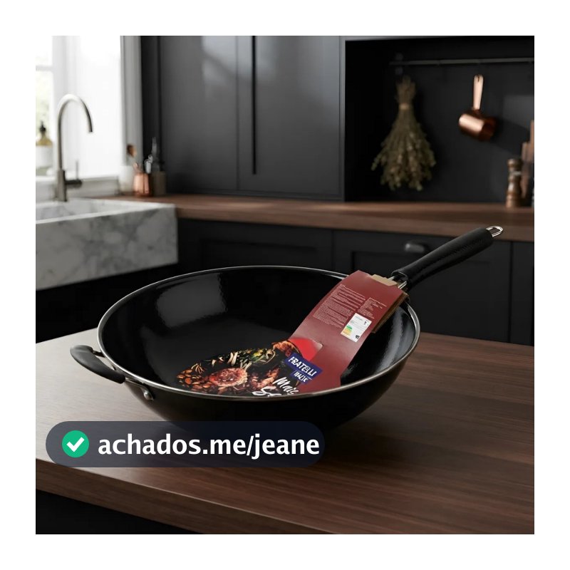 Frigideira Grande Profissional Wok 34cm 3l Carne Peixe Yakissoba Legumes Salteados Fratelli