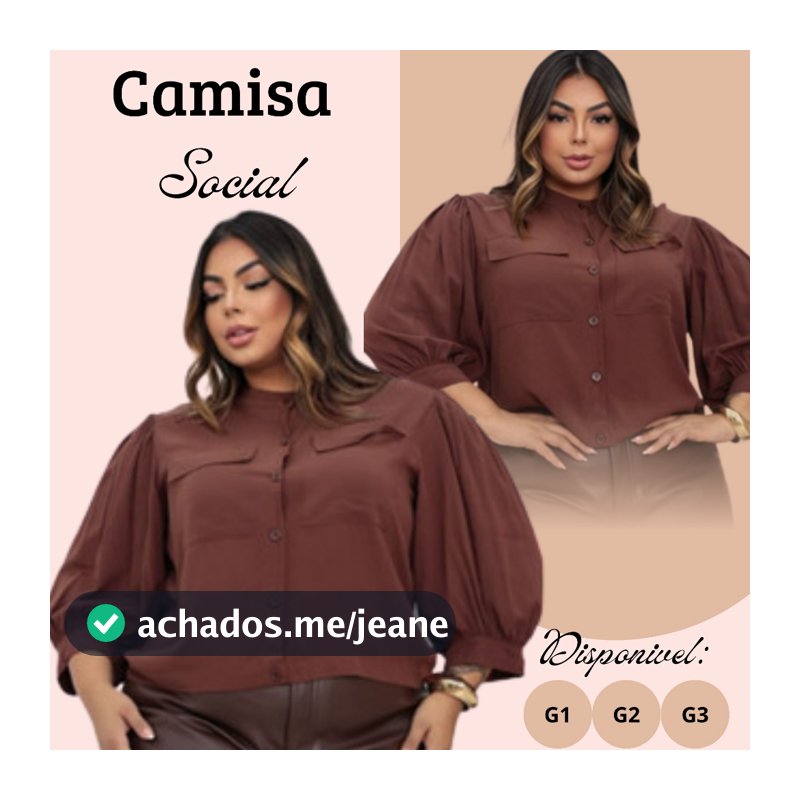 Camisa Social Lisa Femenina camisa com Manga 3/4 Botoes Funcional, Blusa Femenina