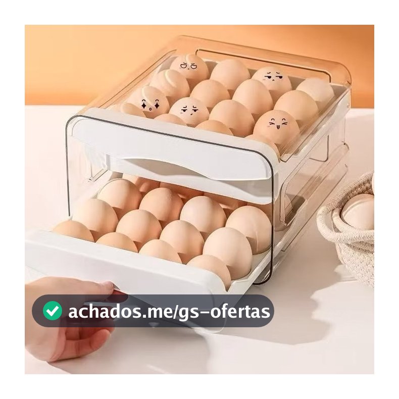 4ANDAR gaveteiro duplo em plástico tipo porta 32 ovos com para cozinha geladeira