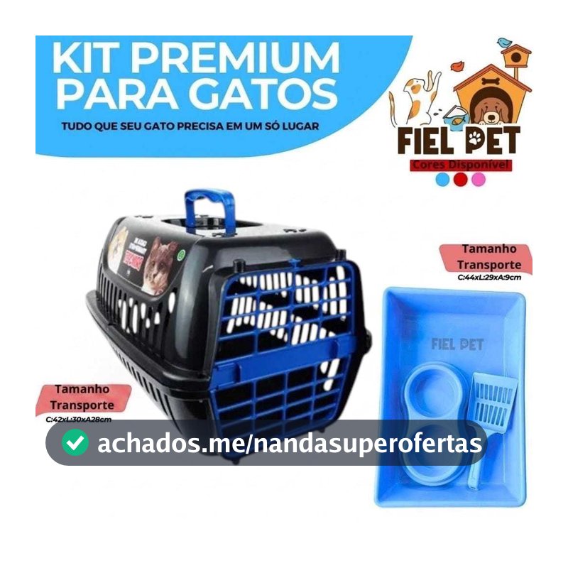 Kit Gato Caixa de Areia Comedouro e Pá / Transporte Brinq Pet N°01