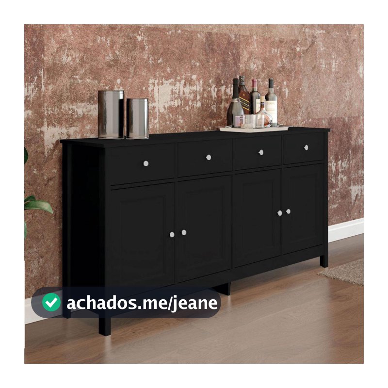 Aparador Buffet Ditália 4 Portas 4 Gavetas R-626 Preto