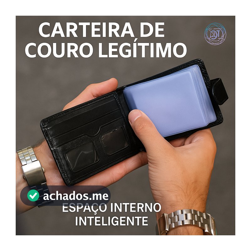Carteira Masculina Couro Legítimo Premium | Grande, Com Fecho, Porta Moedas e Documentos — Presente Ideal