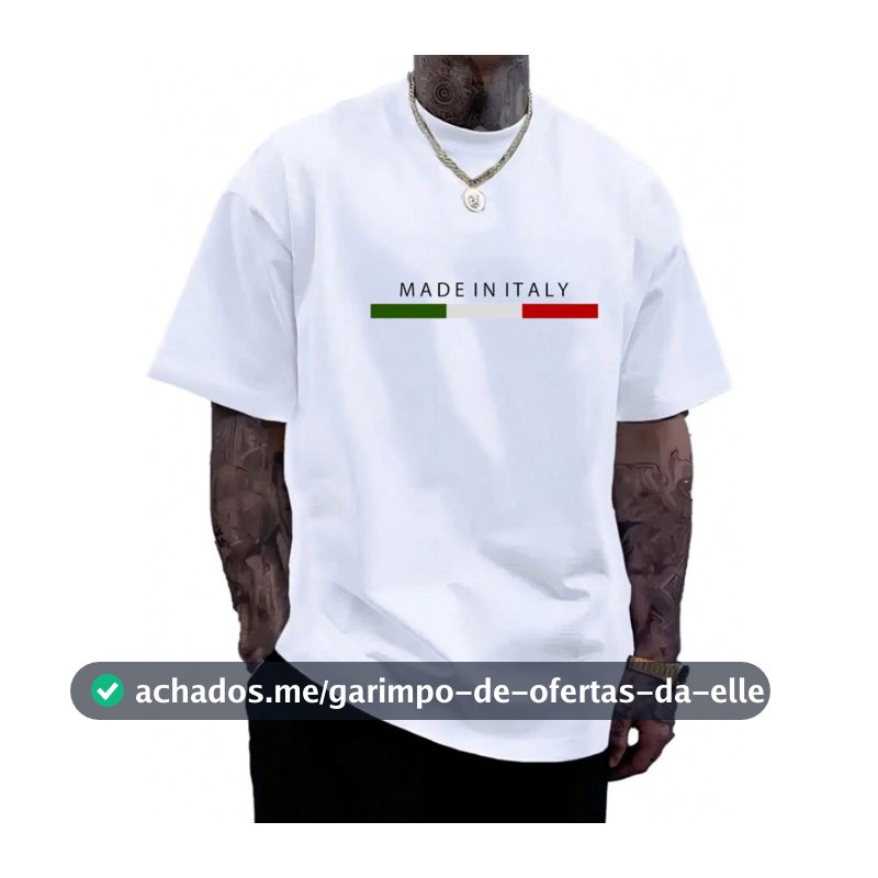 Camiseta Masculina Made In Italy Casual Camisa Algodão Premium
