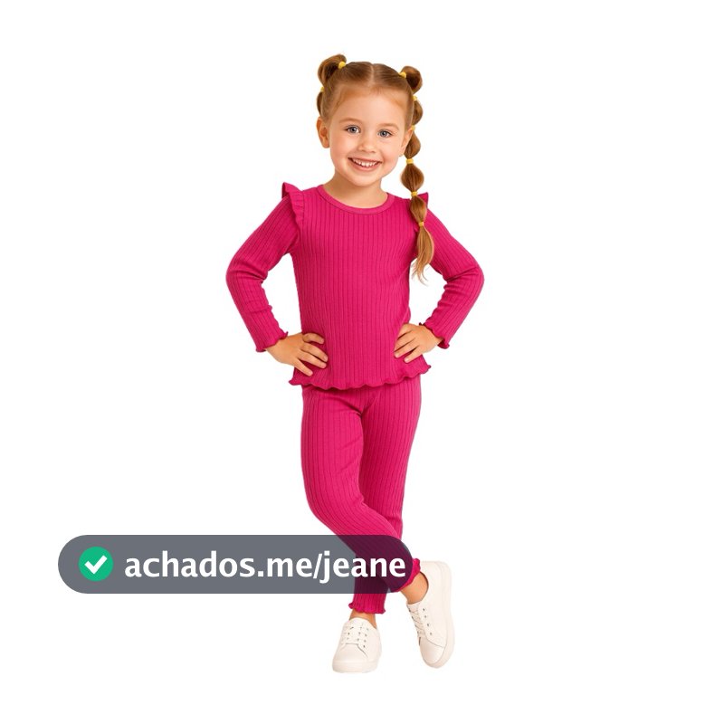 Conjunto Infantil Canelado com Frufru – Cores Vibrantes | Exclusivo do 2 ao 12