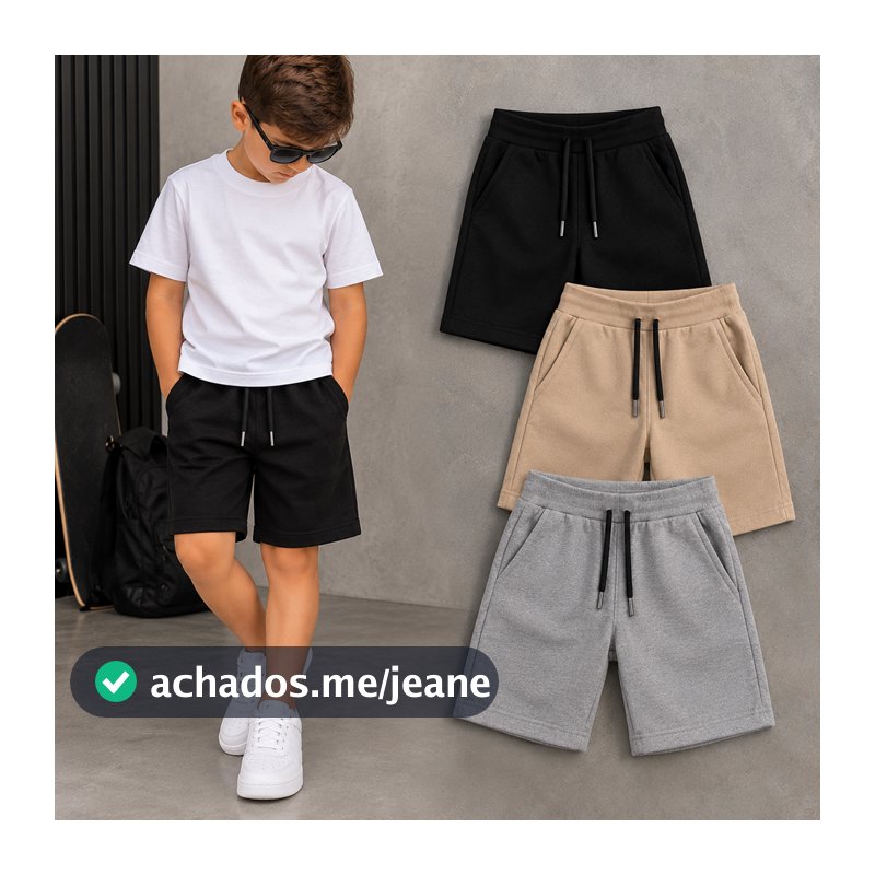 Shorts Infantil Masculino Kit 3 peças Juvenil Bermuda Infantil Masculino Kit 3 short Menino Bermudas juvenil 02 ao 16
