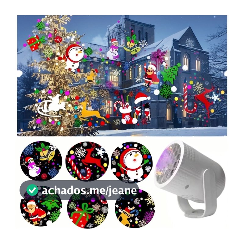 Projetor Laser LED Natal Jardim - 16 Padrões Desenhos Natalinos